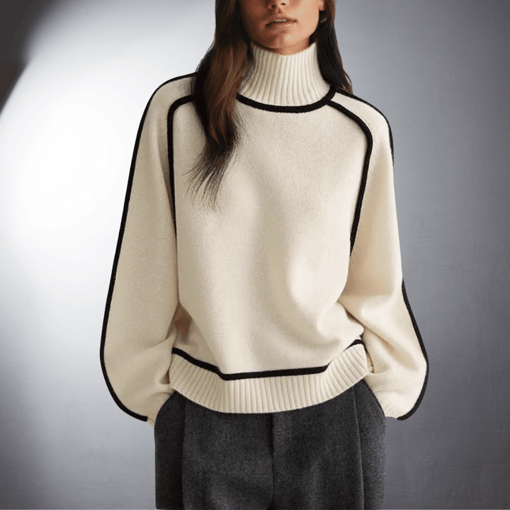Maglione a Collo Alto con Profili