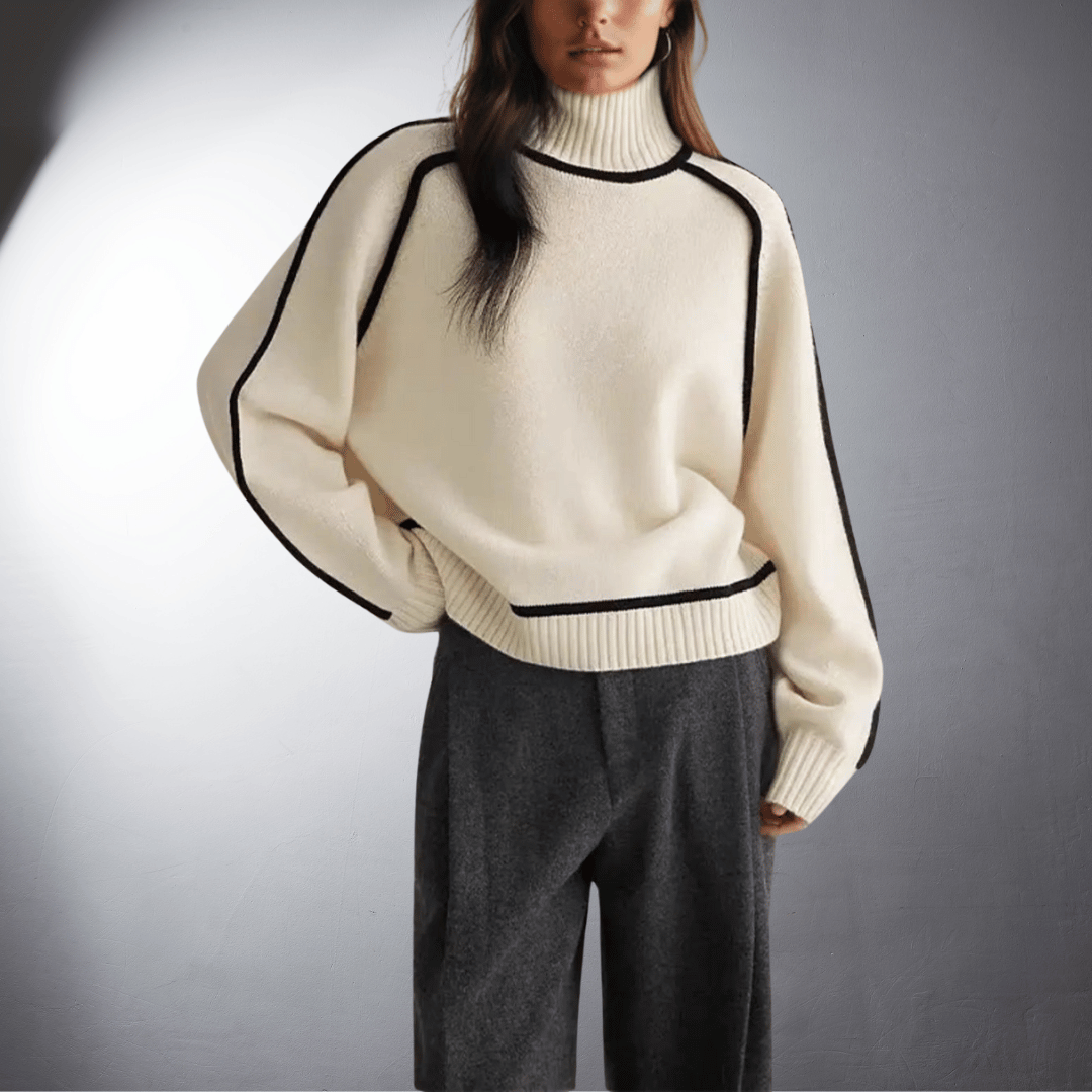 Maglione a Collo Alto con Profili