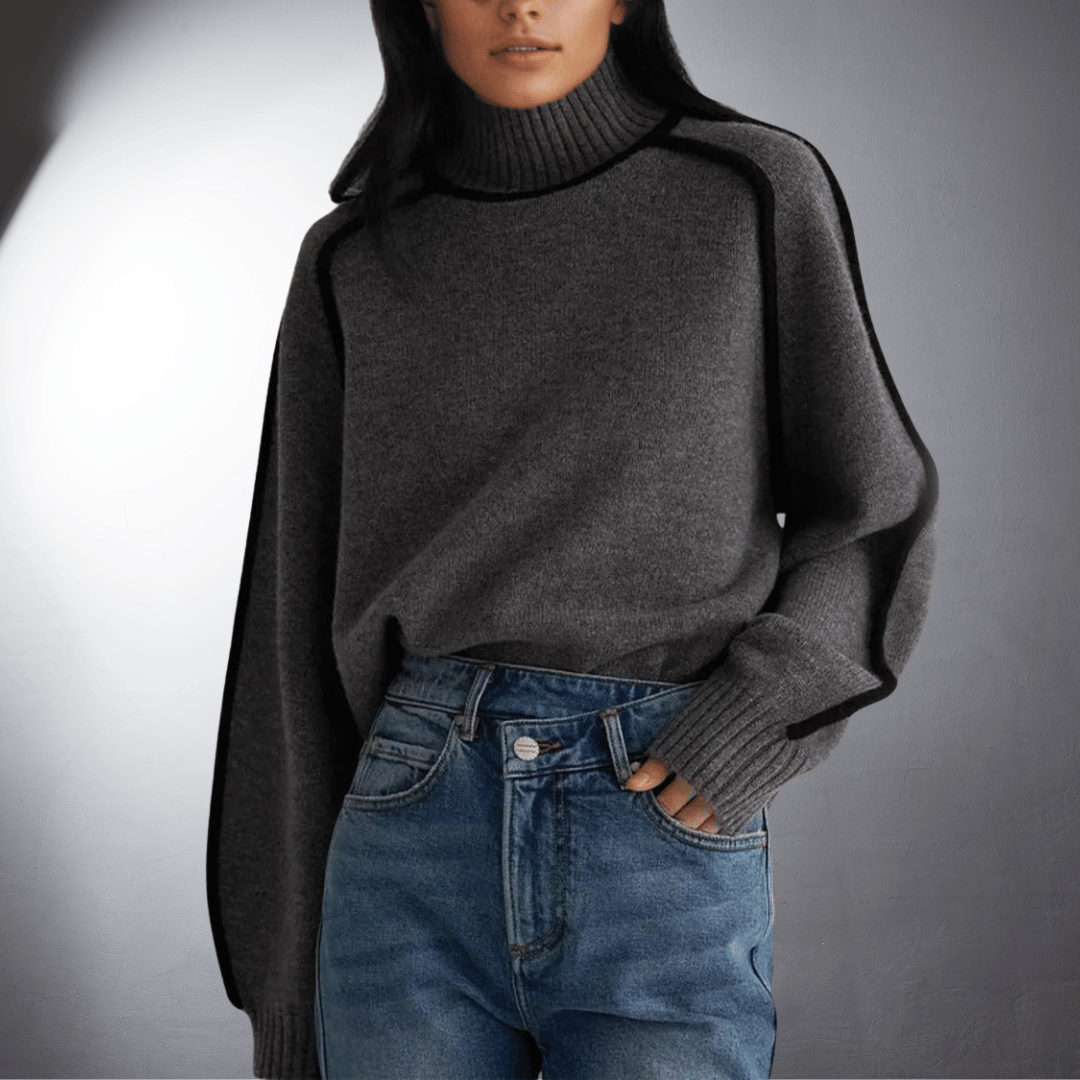 Maglione a Collo Alto con Profili