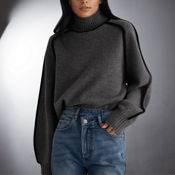 Maglione a Collo Alto con Profili
