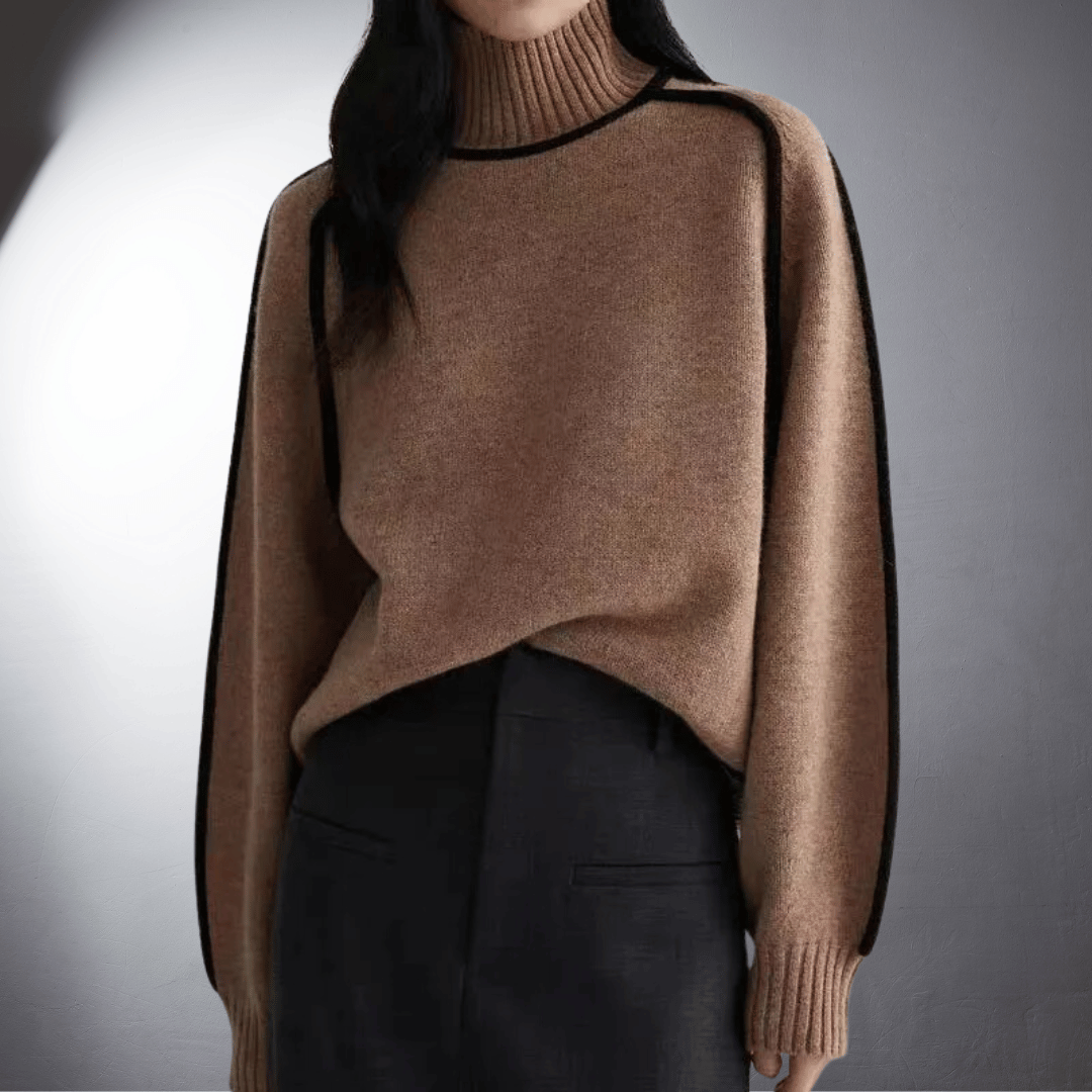 Maglione a Collo Alto con Profili