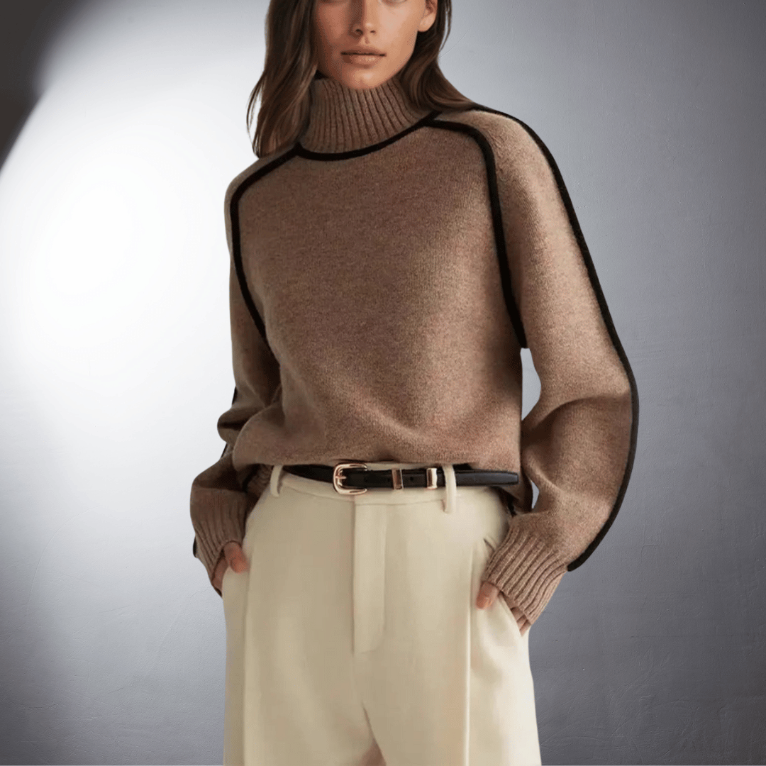 Maglione a Collo Alto con Profili