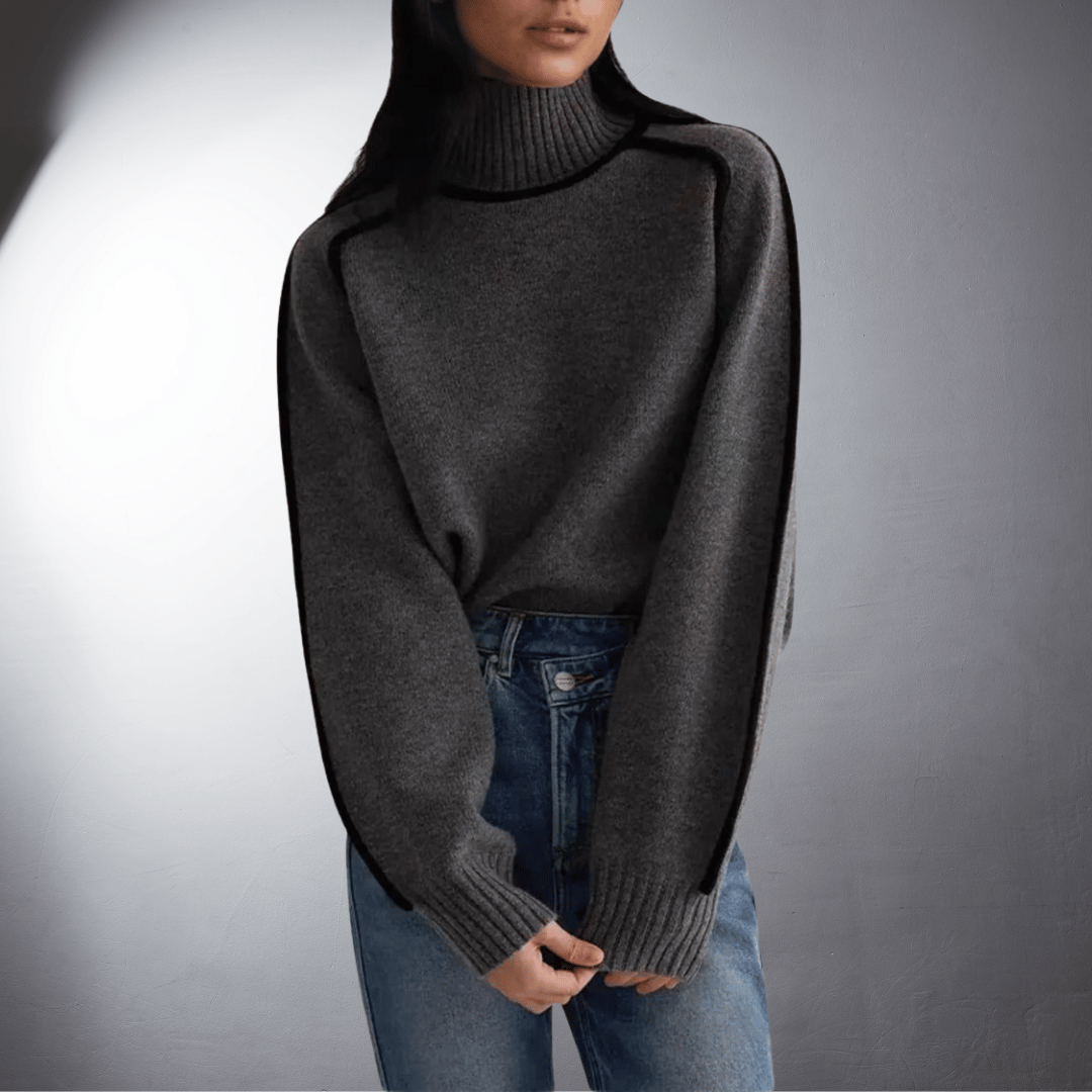 Maglione a Collo Alto con Profili