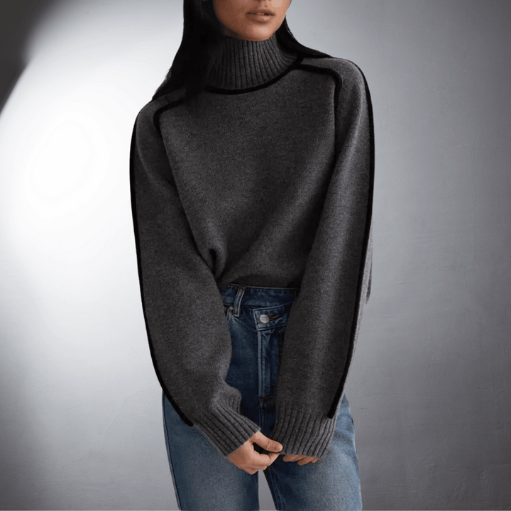 Maglione a Collo Alto con Profili