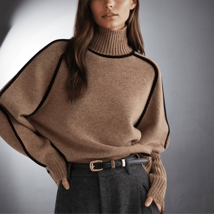 Maglione a Collo Alto con Profili
