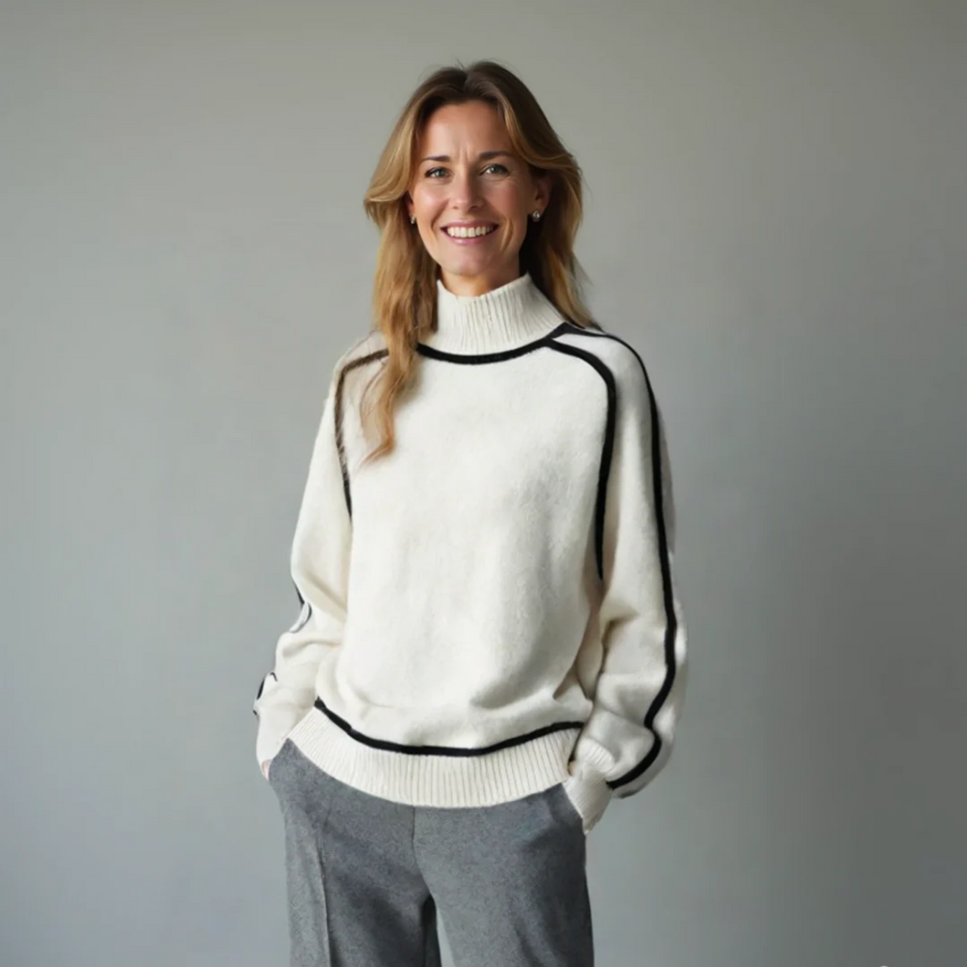 Maglione a Collo Alto con Profili