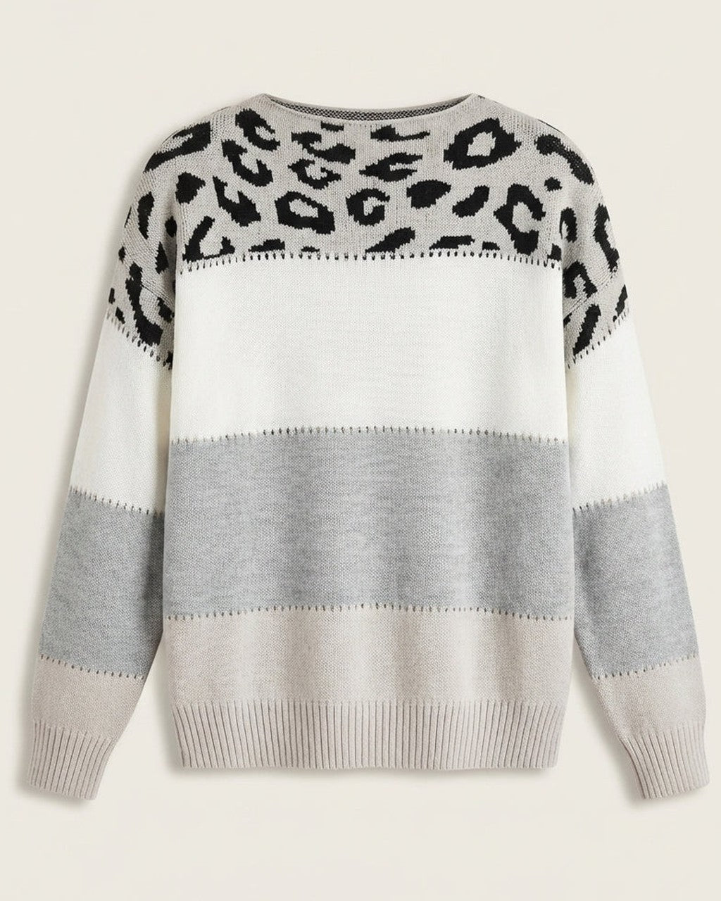 Maglione a Fasce con Motivo Animalier