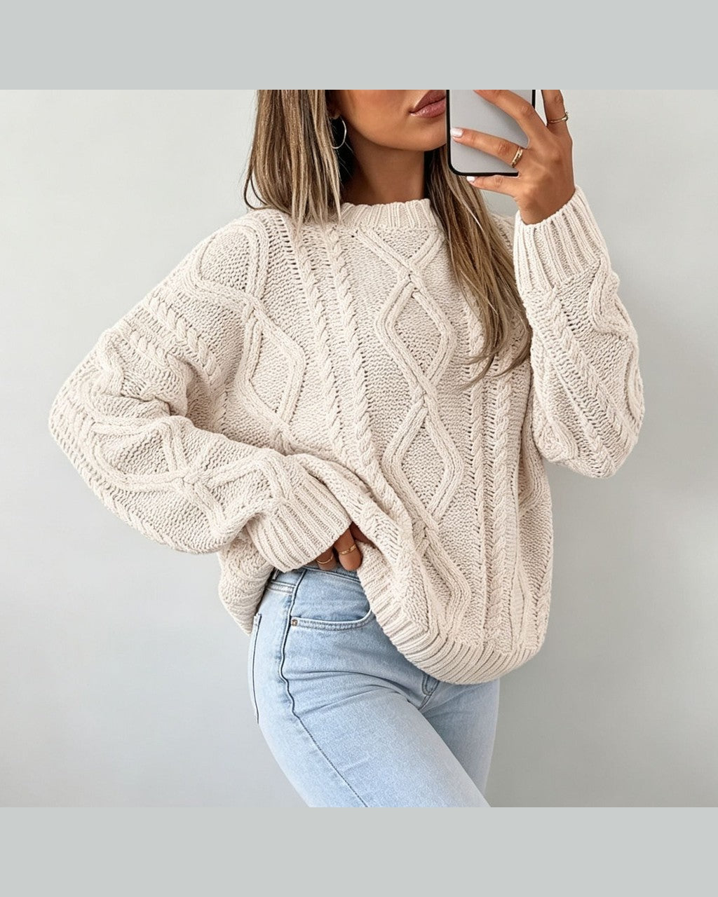 Maglione Ampio Lavorato a Trecce