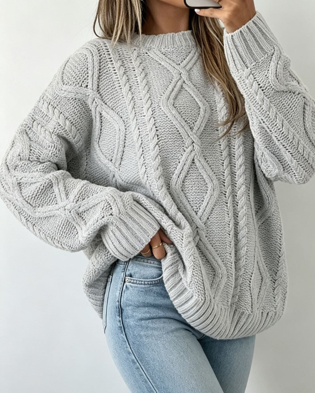 Maglione Ampio Lavorato a Trecce
