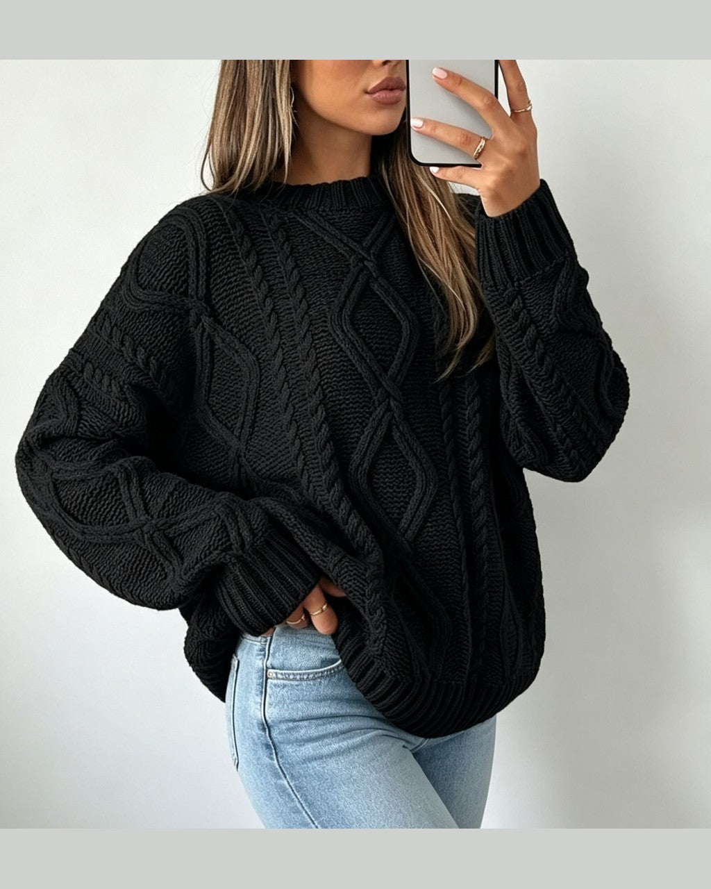 Maglione Ampio Lavorato a Trecce