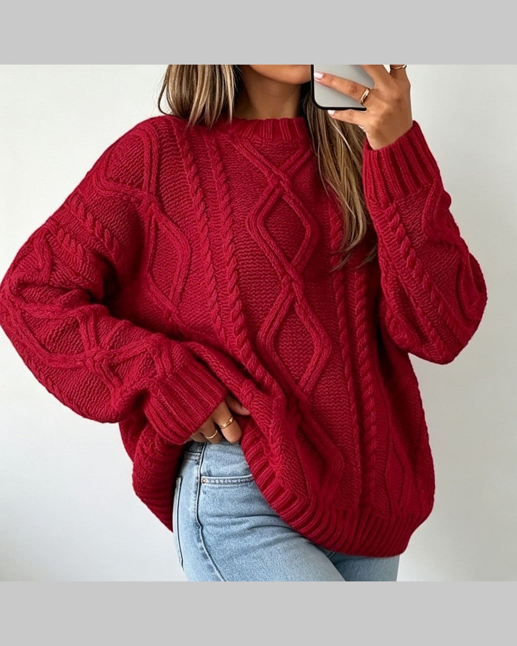 Maglione Ampio Lavorato a Trecce
