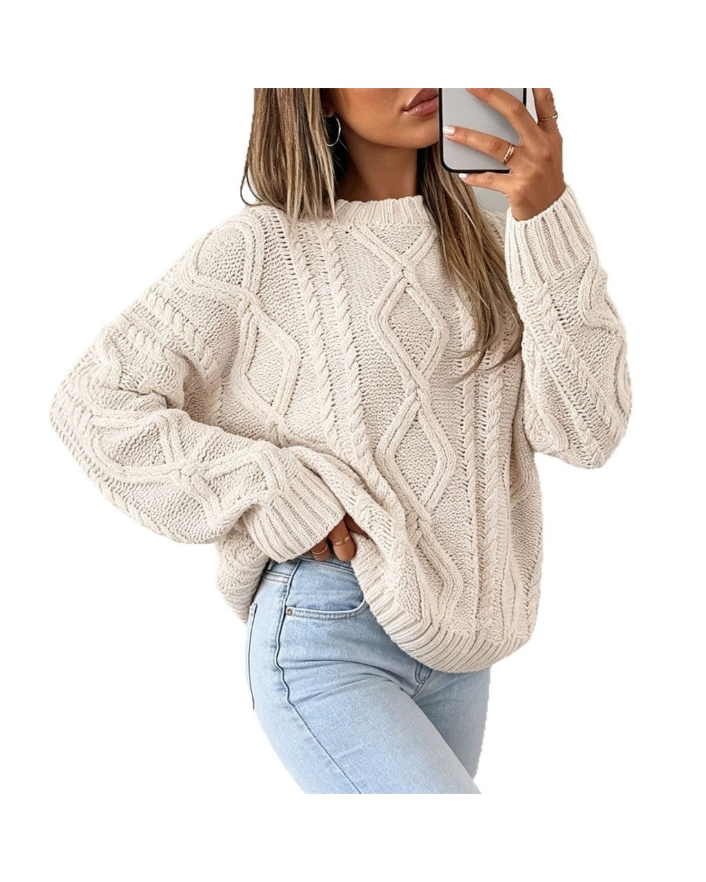 Maglione Ampio Lavorato a Trecce