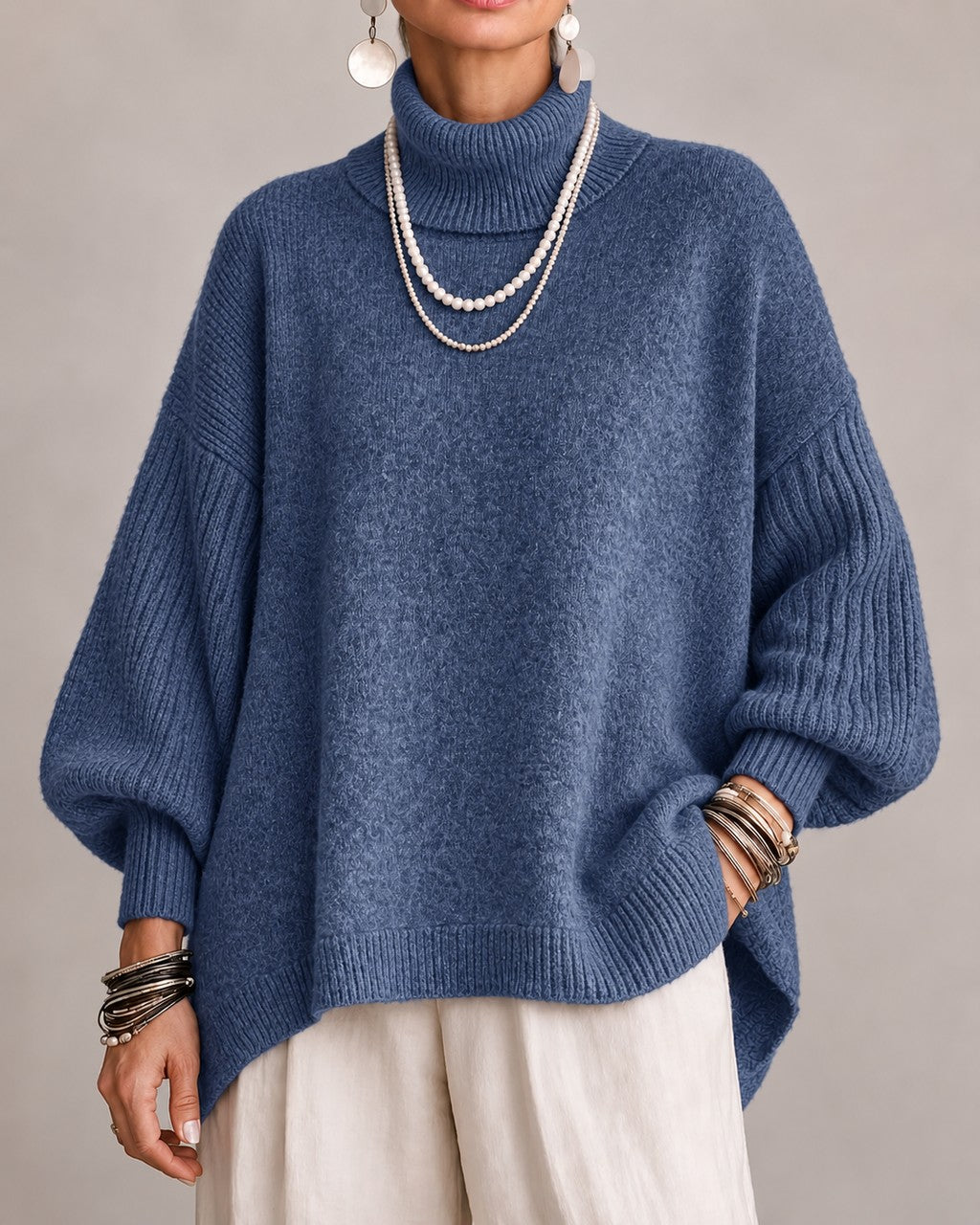 Maglione Avvolgente con Maniche a Palloncino