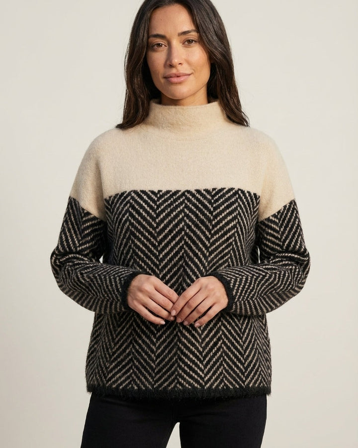 Maglione Bicolore a Spina di Pesce