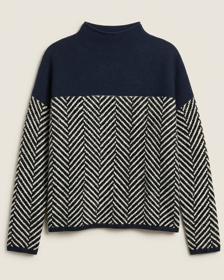 Maglione Bicolore a Spina di Pesce