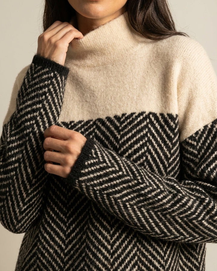 Maglione Bicolore a Spina di Pesce