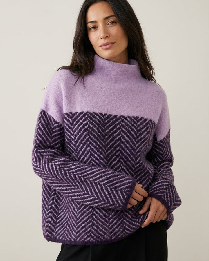 Maglione Bicolore a Spina di Pesce