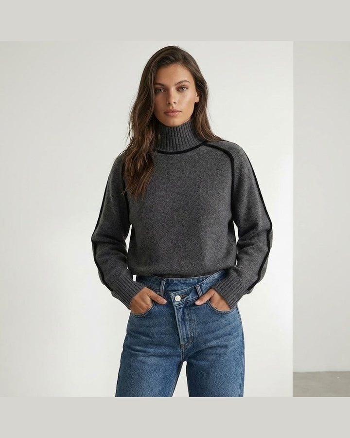 Maglione con Linee a Contrasto