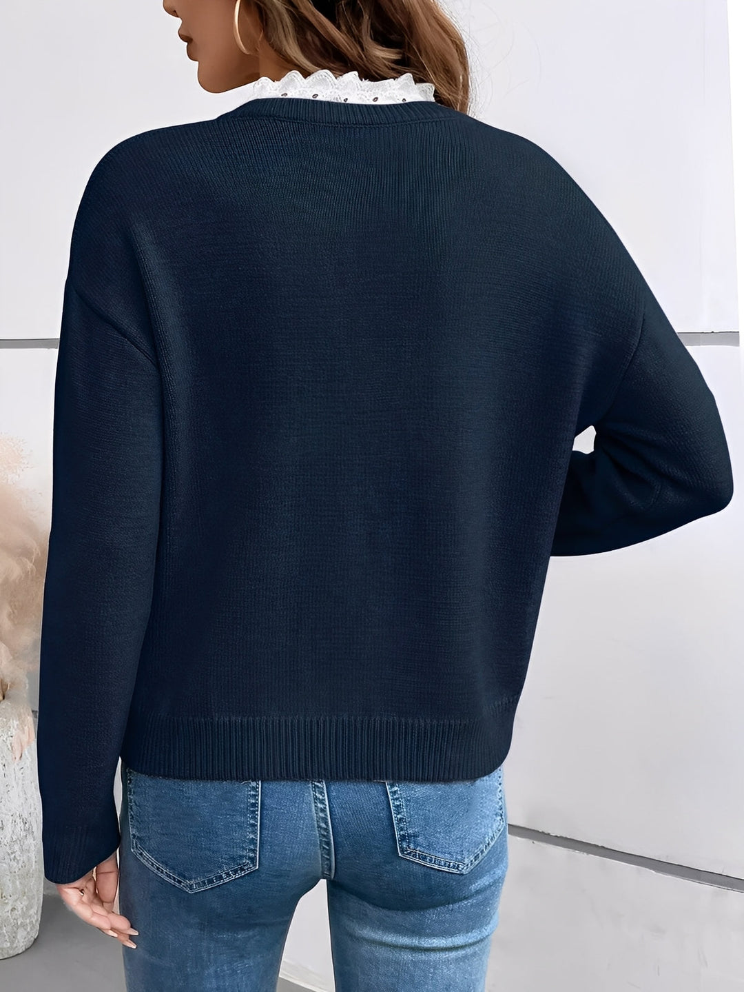 Maglione con Scollo a V Smerlato