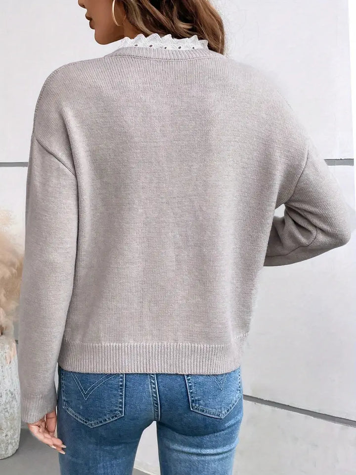 Maglione con Scollo a V Smerlato