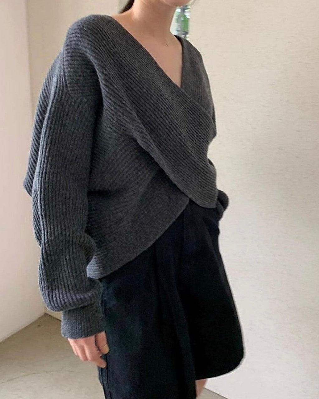 Maglione con Scollo a Incrocio