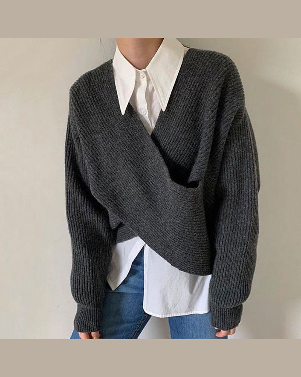 Maglione con Scollo a Incrocio