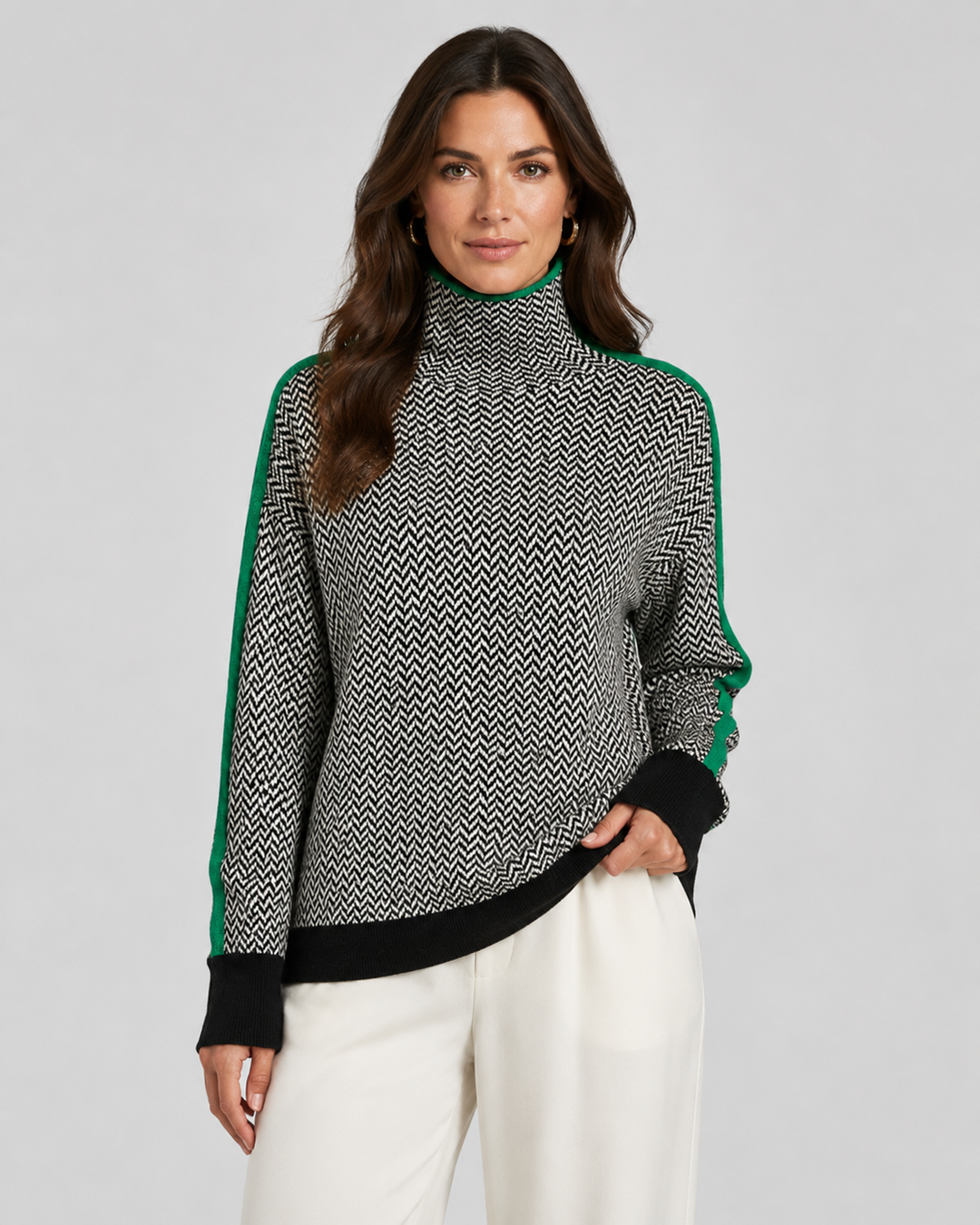 Maglione Grafico con Bande Laterali