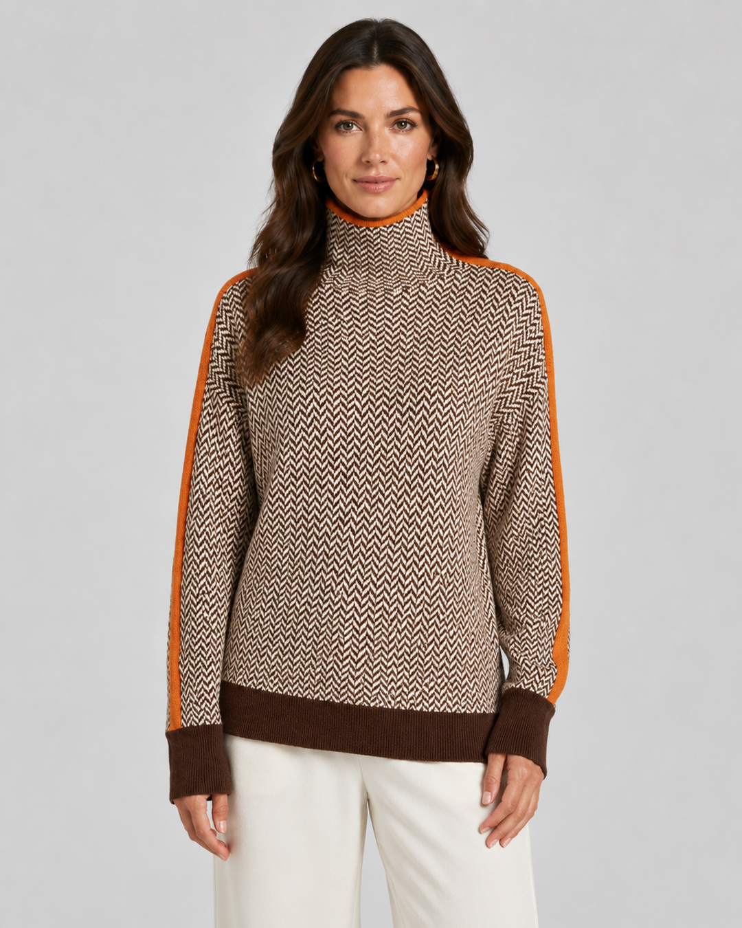 Maglione Grafico con Bande Laterali