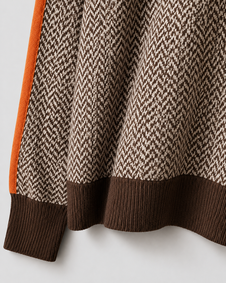Maglione Grafico con Bande Laterali
