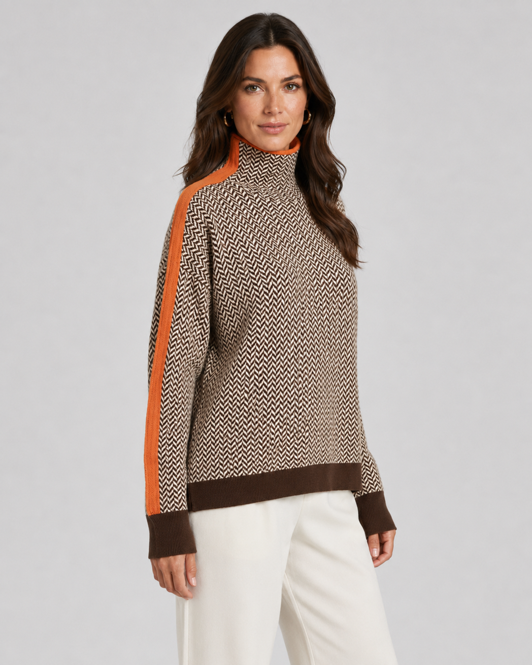 Maglione Grafico con Bande Laterali