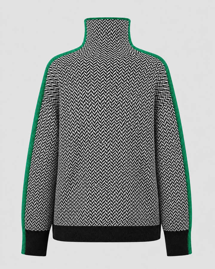 Maglione Grafico con Bande Laterali