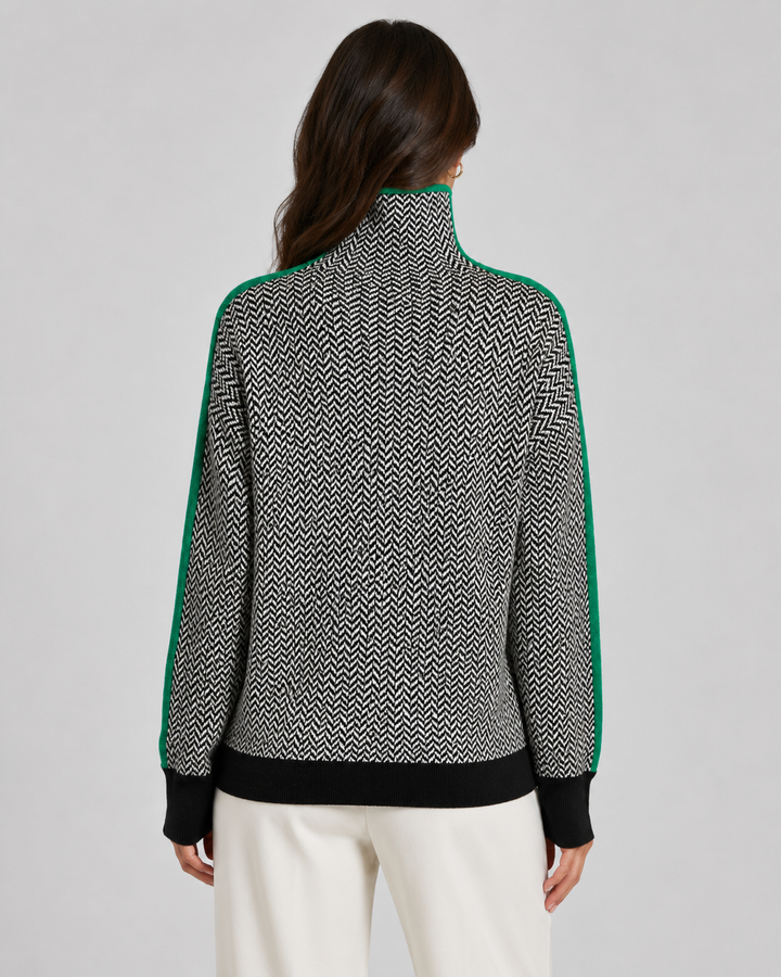 Maglione Grafico con Bande Laterali