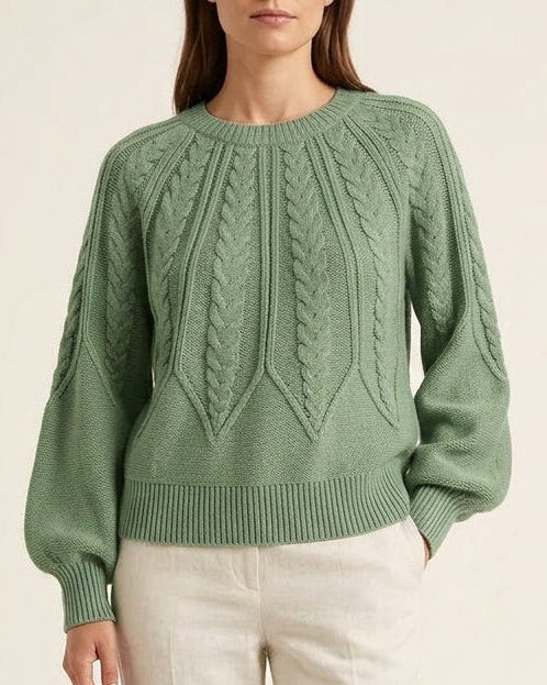 Maglione Lavorato con Maniche a Palloncino