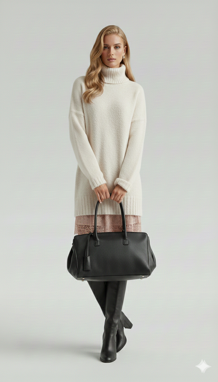 Maglione Lungo a Collo Alto