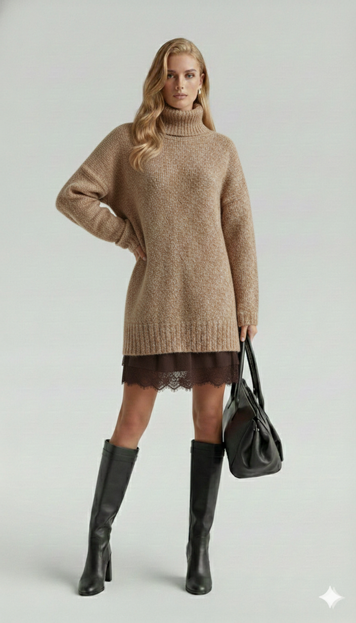 Maglione Lungo a Collo Alto