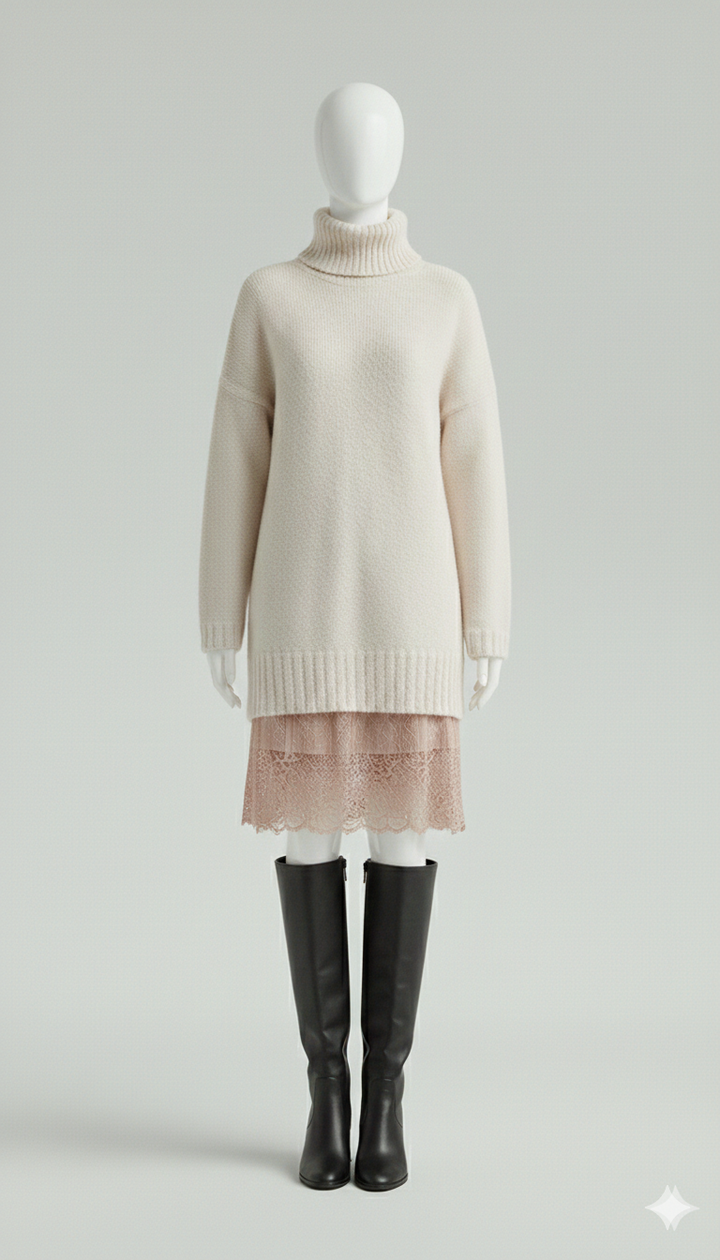 Maglione Lungo a Collo Alto