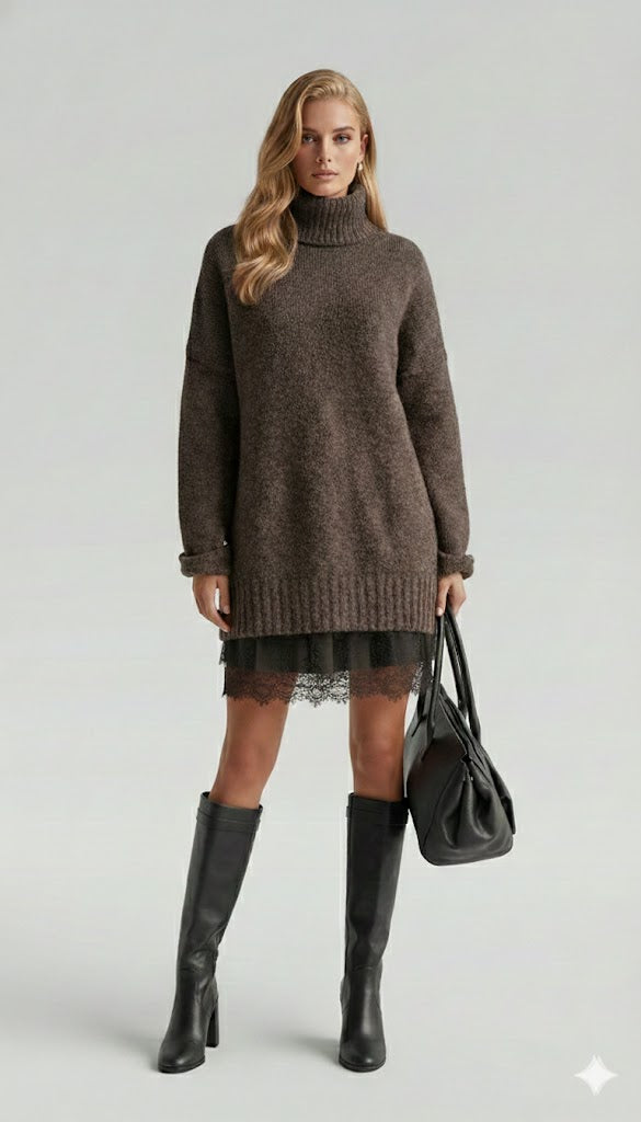 Maglione Lungo a Collo Alto