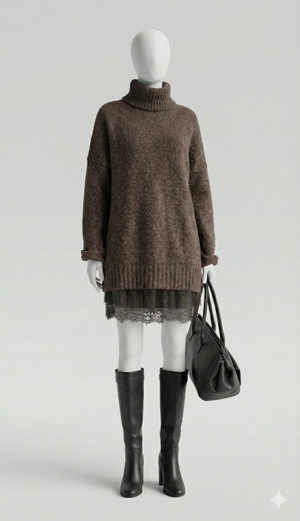 Maglione Lungo a Collo Alto