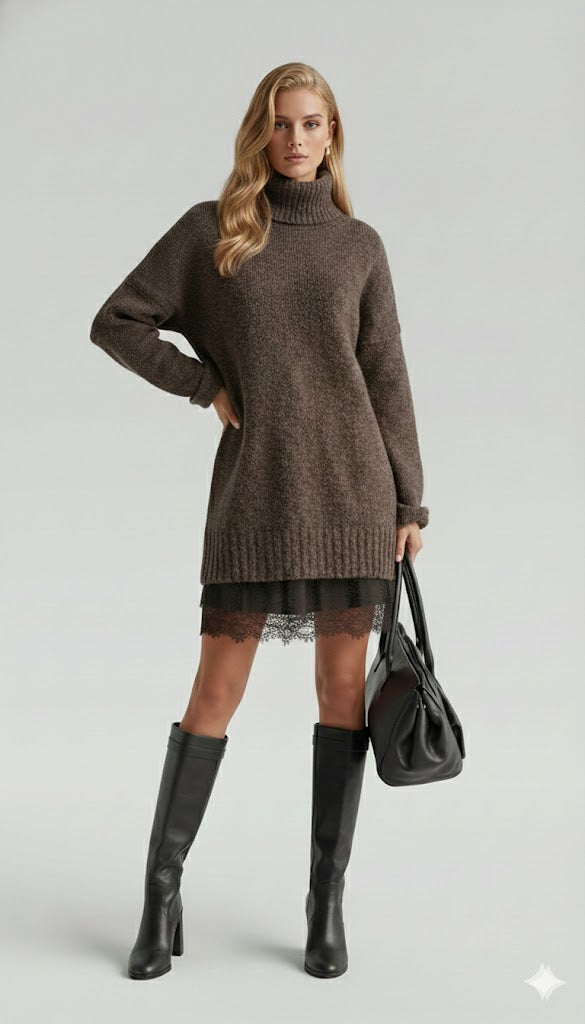 Maglione Lungo a Collo Alto