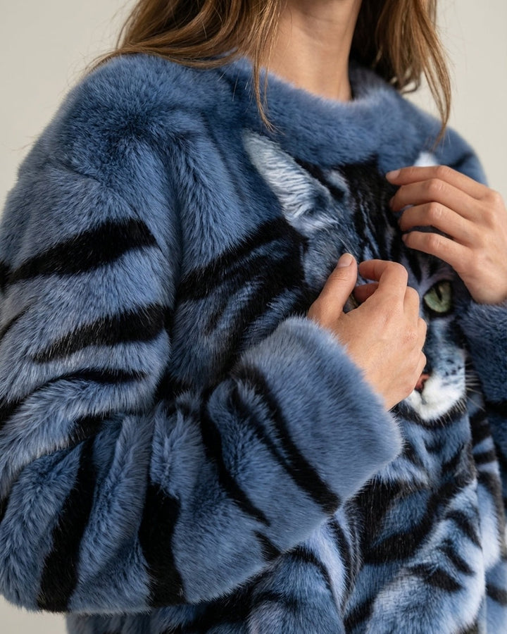 Maglione Soffice con Grafica Felina
