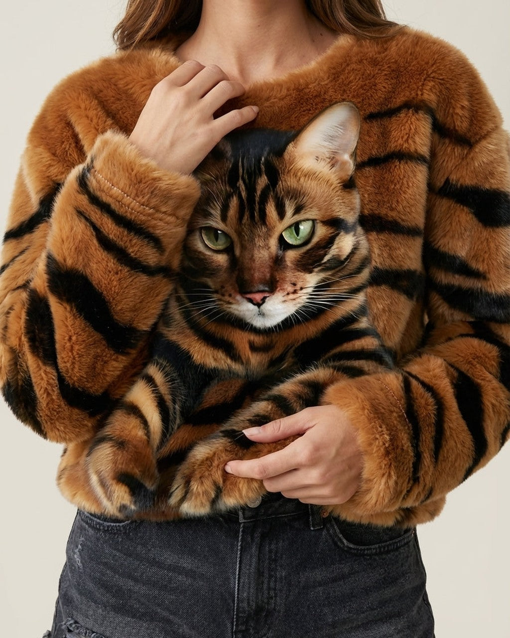 Maglione Soffice con Grafica Felina