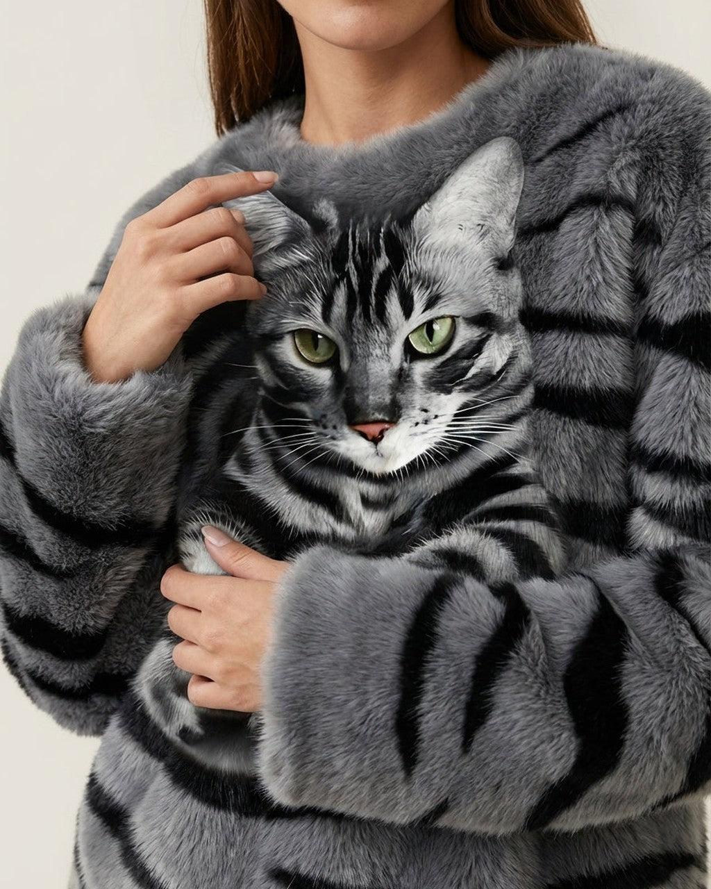 Maglione Soffice con Grafica Felina