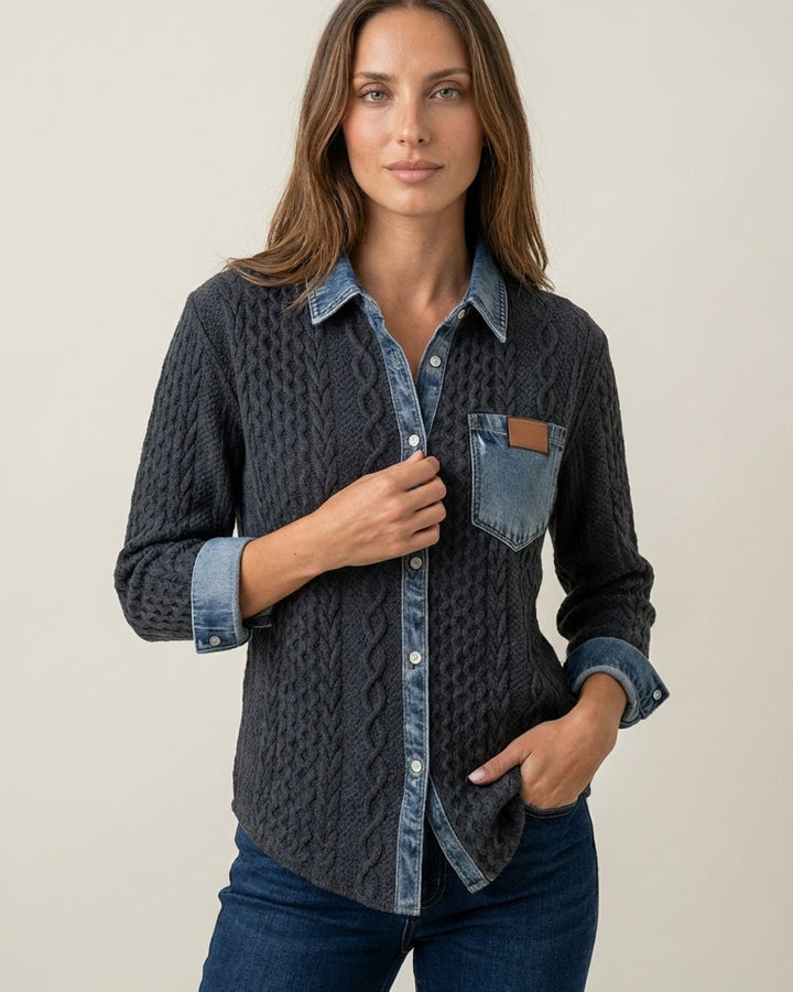 Maglione Stile Camicia a Trecce