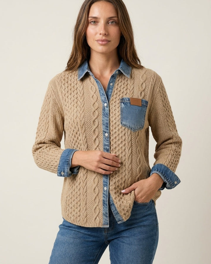 Maglione Stile Camicia a Trecce