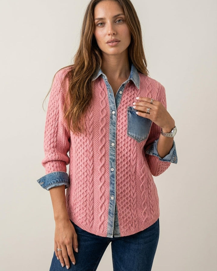 Maglione Stile Camicia a Trecce