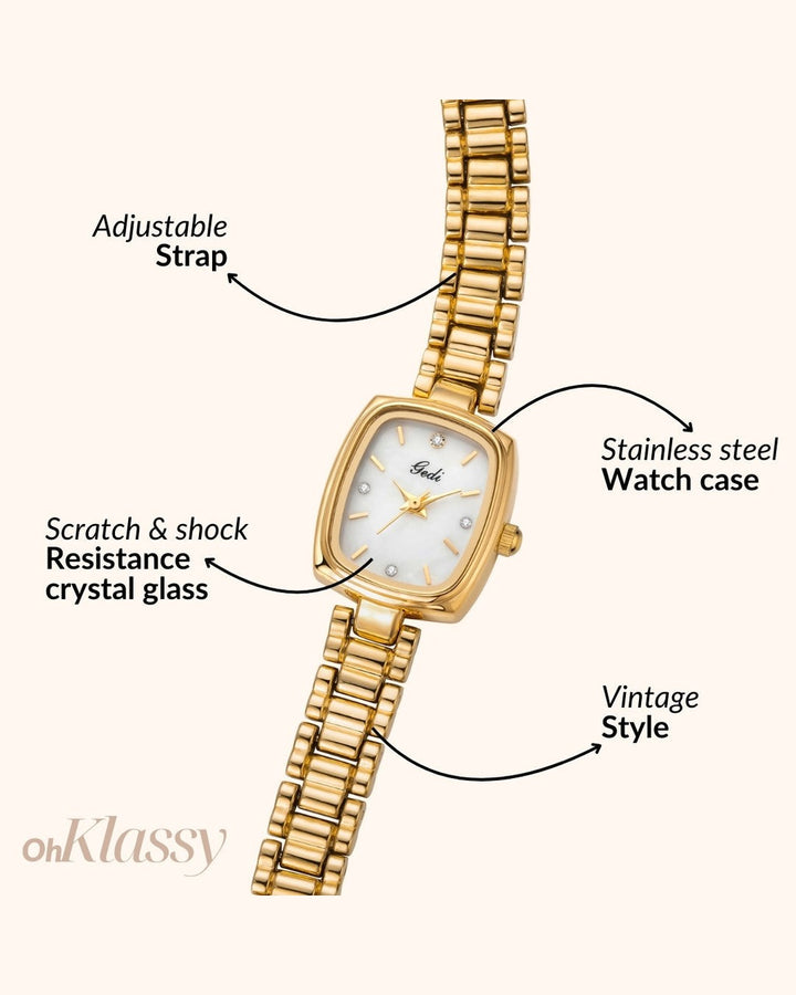 Orologio Gioiello Dorato Rettangolare