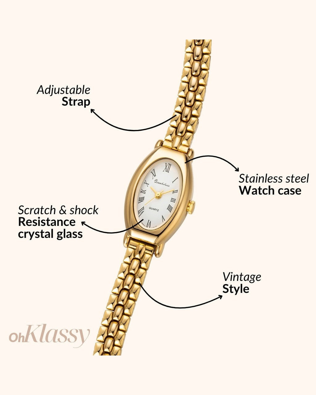 Orologio Ovale con Bracciale Dorato