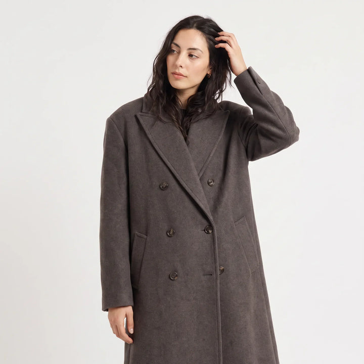 Cappotto Lungo Strutturato Grigio