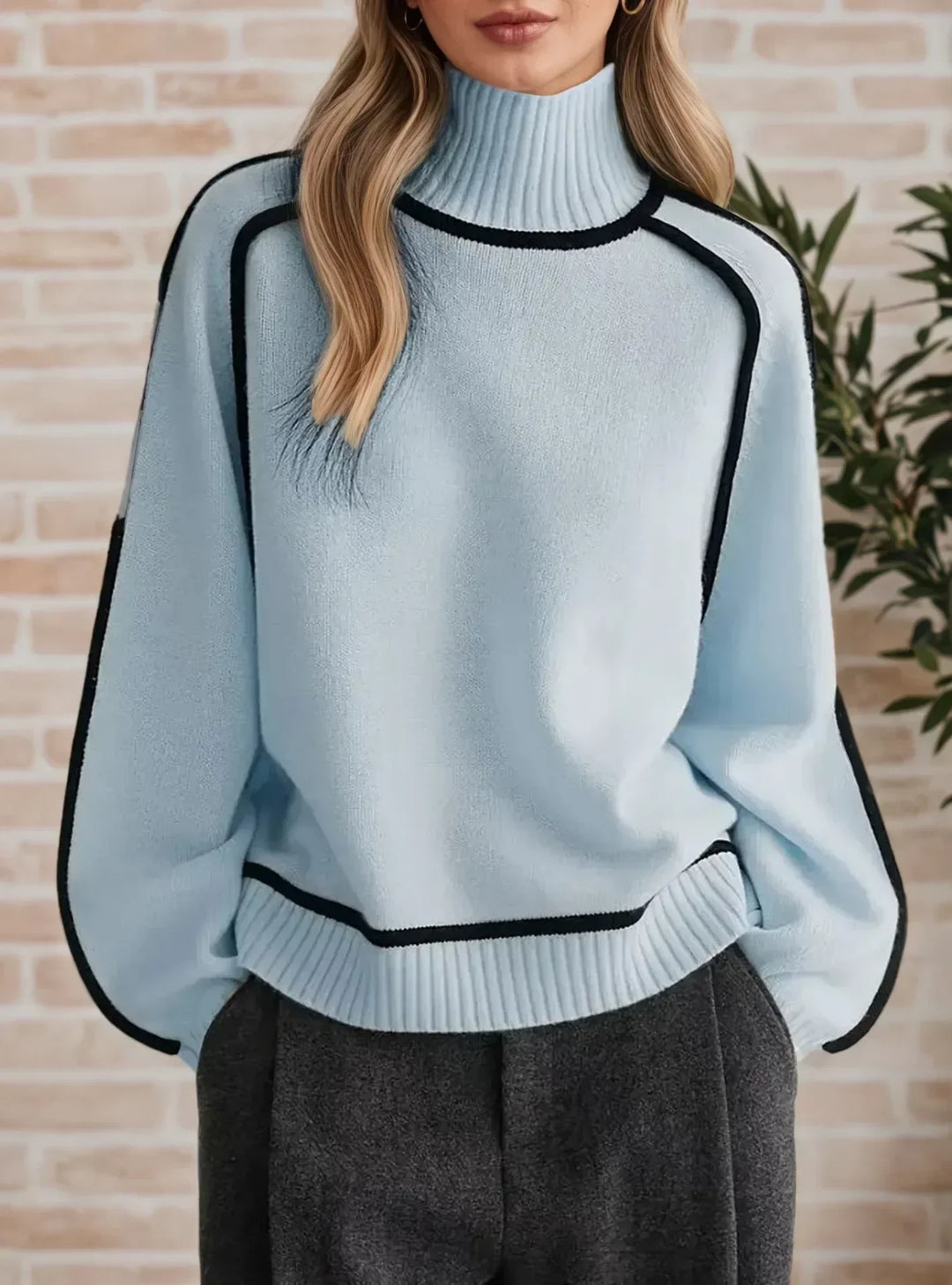 Maglione a Dolcevita con Profili
