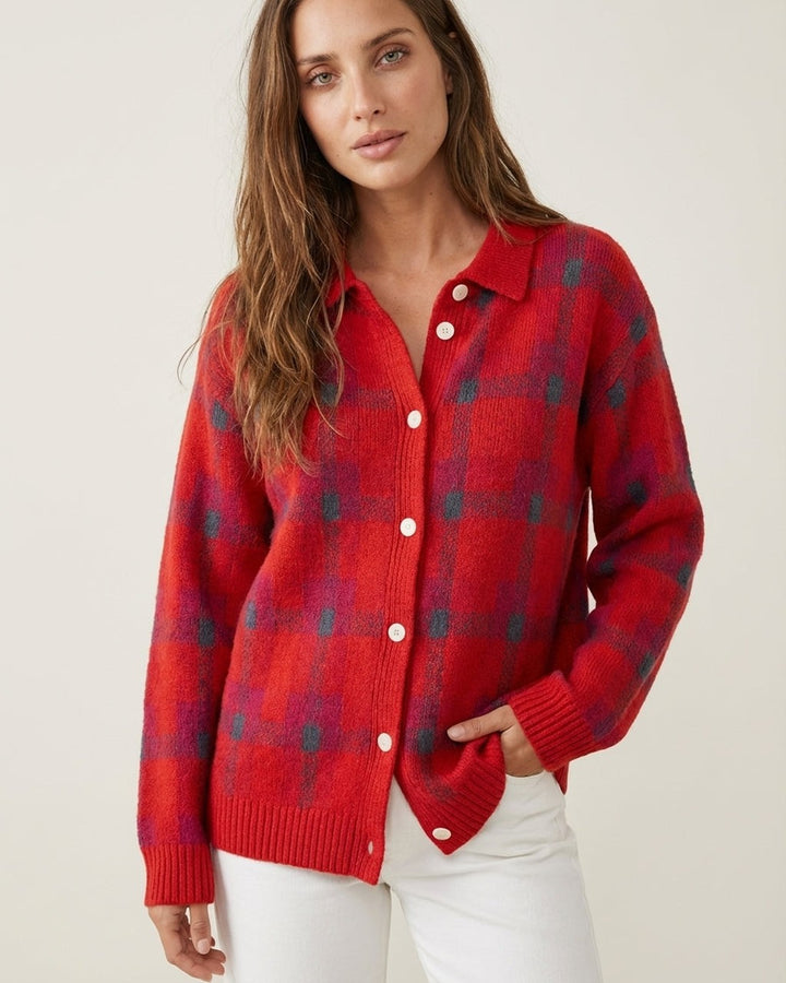 Cardigan Stile Camicia a Quadri